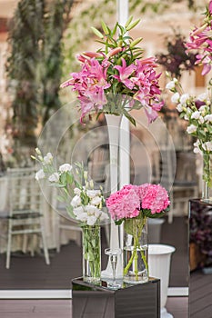 Decorations on wedding tables flowers scenery