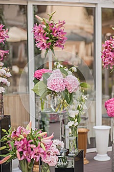 Decorations on wedding tables flowers scenery