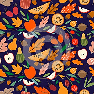 Decorative abstract autumnal seamless pattern