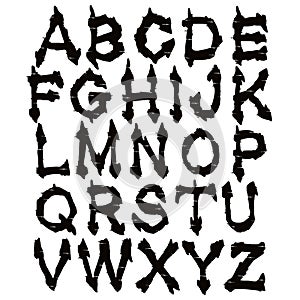 Decorative alphabet with horizontal defects.