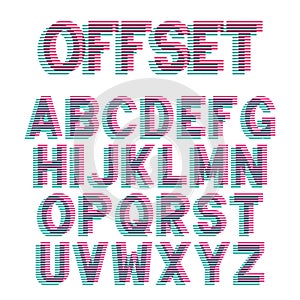 Decorative alphabet letters with Offset Printing effect