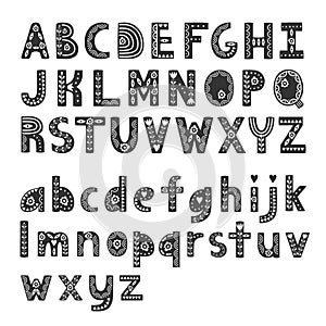 Decorative alphabet in Scandinavian style, hygge font photo