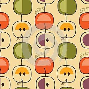 Decorative apples seamless pattern