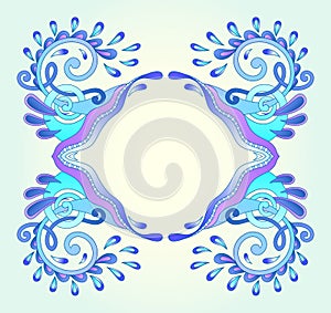 Decorative aquatic blue frame with wave