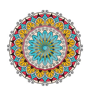 Decorative arabic round lace ornate mandala. Vintage vector pattern for print or web design. abstract colorful