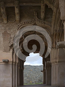 Decorative arches of Lotus Mahal a two-storeyed pavilion