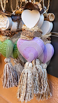 Decorative aromatic garlands with handmade natural fragrant soap for sale in Saint-Tropez, Provence, France