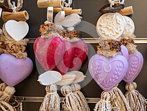 Decorative aromatic garlands with handmade natural fragrant soap for sale in Saint-Tropez, Provence, France