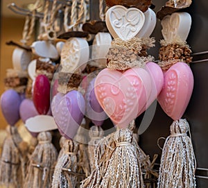 Decorative aromatic garlands with handmade natural fragrant soap for sale in Saint-Tropez, Provence, France