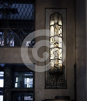 A decorative art deco lamp.