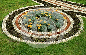 Decorative Autumn Flower Bed in the Suburb Public Park of La Paz, Bolivia