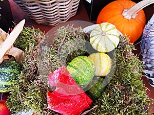 Decorative autumn fruit and vegetables