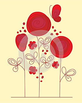 Decorative background with abstract roses