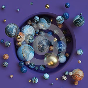 Decorative background of marble spheres.