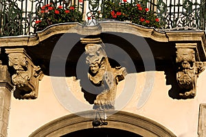 Decorative balcony support in Lviv Ukraine