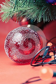 Decorative ball with with garland lights for christmas holiday