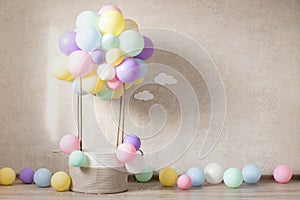 Decorative balloon basket  birthday 2 years old