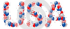 Decorative balloons USA text