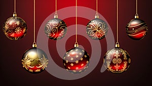 Decorative balls on Christmas background. AI generated Idioma das palavras- photo