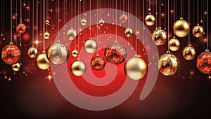 Decorative balls on Christmas background. AI generated Idioma das palavras- photo