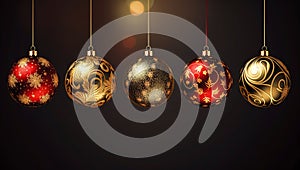 Decorative balls on Christmas background. AI generated Idioma das palavras- photo