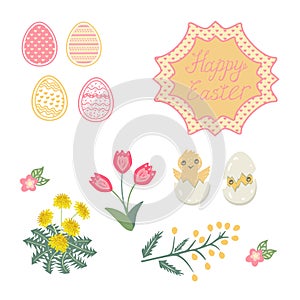 Decorative beautiful Ester set vector illustration.