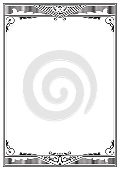 Decorative black framework. Template for certificate, diploma.