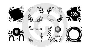 Decorative black ornamental frames and design elements vector set for graphic design