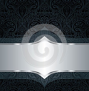 Decorative black & silver floral luxury wallpaper pattern background