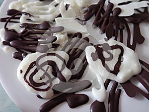 Decorative black and whitechocolate candy