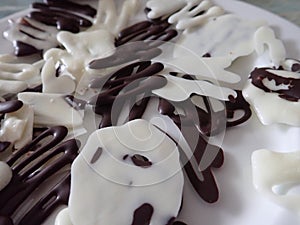 Decorative black and whitechocolate candy