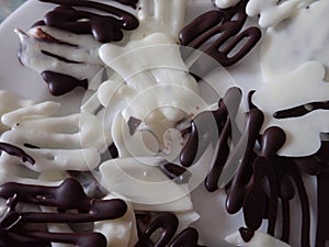 Decorative black and whitechocolate candy