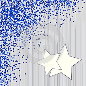 Decorative blue background with confetti from stars
