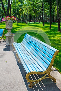 Decorative blue bench
