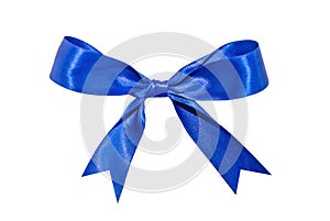 Decorative Blue Bow ribbon for gift decor isolated on white background