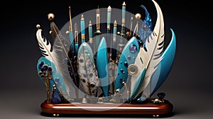 decorative blue quill pen