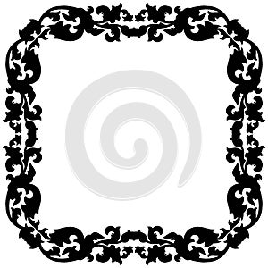 Decorative border insignia icon illustration graphic design, black decorative frame isolated on white background