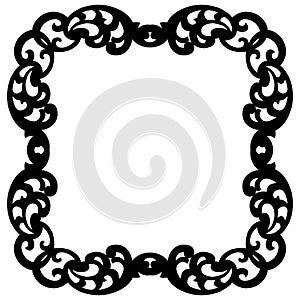 Decorative border insignia icon illustration graphic design, black decorative frame isolated on white background