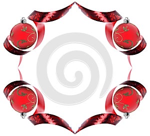 Decorative border made of red ribbon swirls