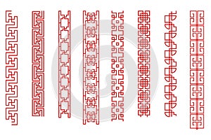 Decorative borders in chinese style, ethnic asian ornament, frame pattern lines collection