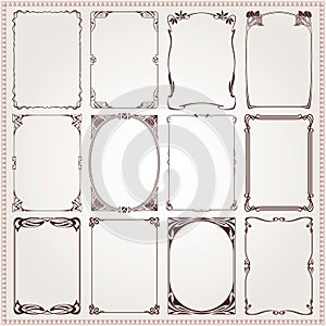 Decorative borders and frames Art Nouveau style vector