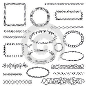 Decorative borders and frames collection isolated on white background