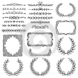 Decorative borders and frames collection isolated on white background