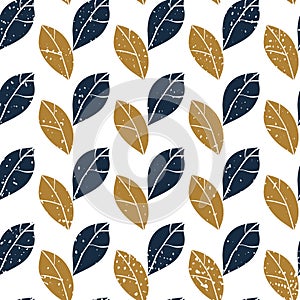 Decorative botanical seamless pattern with leaves. Vintage vector background for print,textile,wrapping paper.