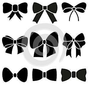 Decorative bows vector icon set. bow illustration sign collection. ribbon symbol. accessory logo.