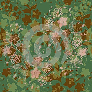 Decorative branch of flower. Vector seamless pattern.