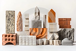 Decorative Brick Arrangement on White Backdrop