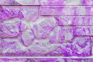 Decorative brick stone fence abstract purple pink spotted paint pattern modern interior wall texture background