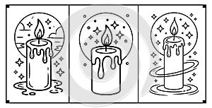 Decorative Burning Candle with Wax Drips Vector Illustration