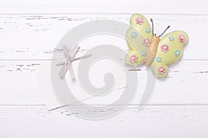 Decorative butterfliy and empty tag